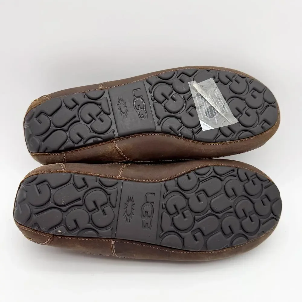 UGG Mens Ascot Matte Slippers US 8 EU 41 Brown Leather NIB